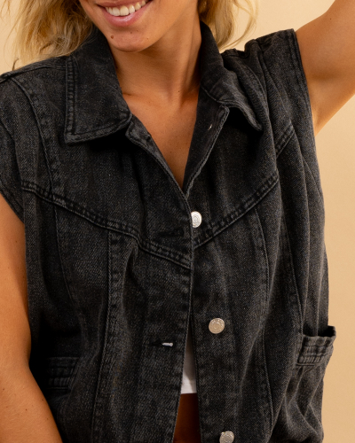 Veste gilet sans manches jean
