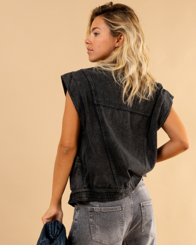 Veste gilet sans manches jean