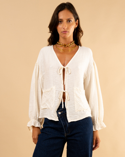 Blouse nœud poches
