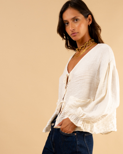 Blouse nœud poches