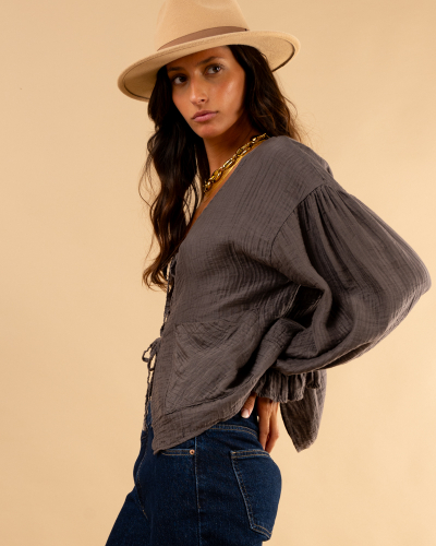 Blouse nœud poches