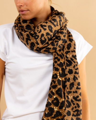 Foulard imprimé léopard lurex