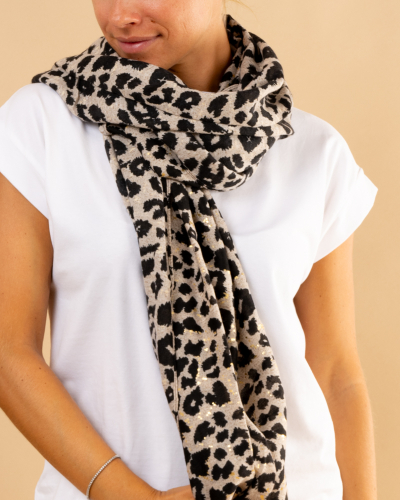 Foulard imprimé léopard lurex