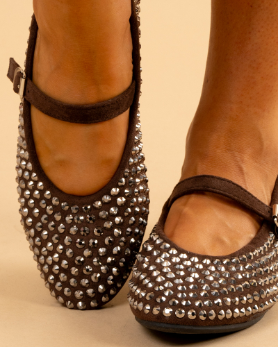 Ballerines suédine strass