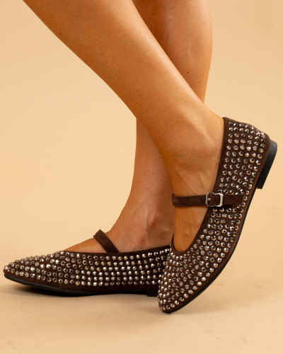 Ballerines suédine strass