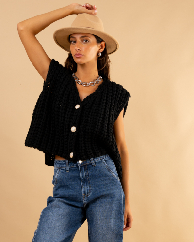 Gilet maille boutons
