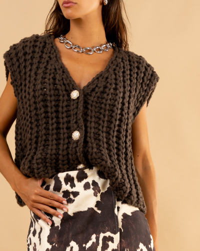 Gilet maille boutons