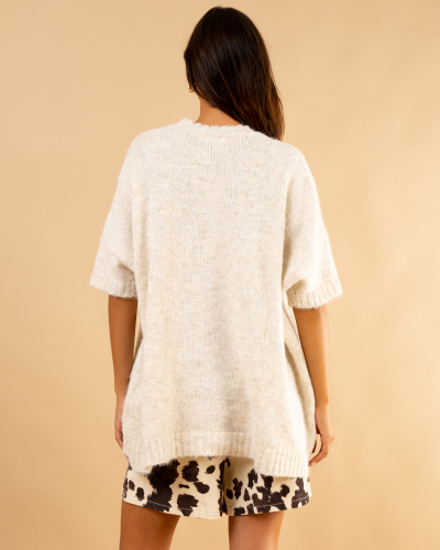 Pull manches courtes fleur