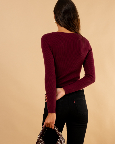 Pull strie boutons
