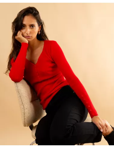 Pull strie boutons