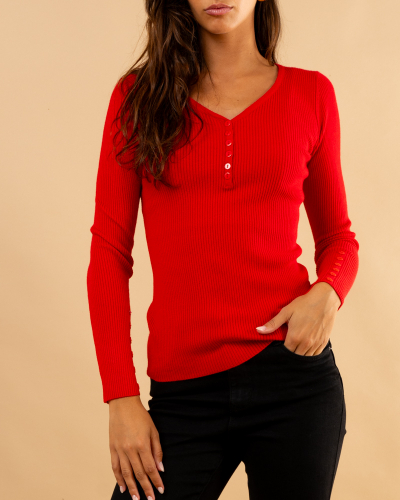 Pull strie boutons