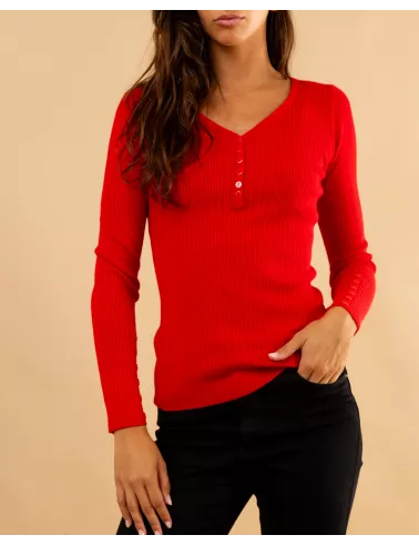 Pull strie boutons