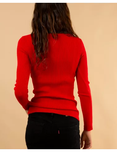 Pull strie boutons