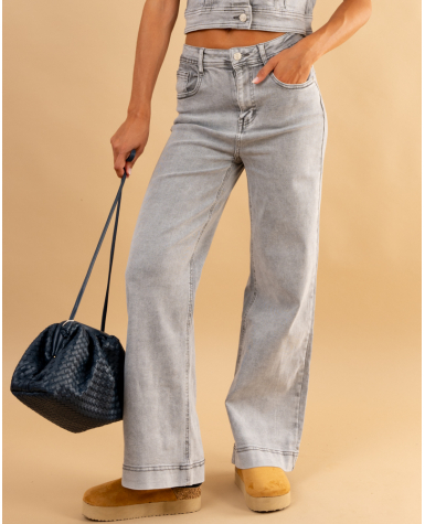 Jeans large couture gris