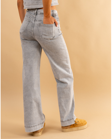 Jeans large couture gris