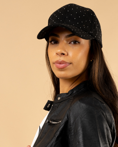 Casquette velours strass