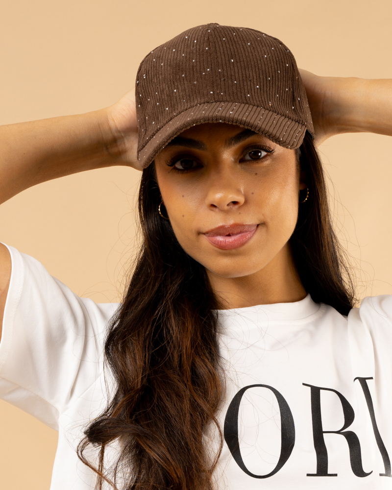 Casquette velours strass