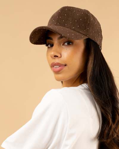 Casquette velours strass