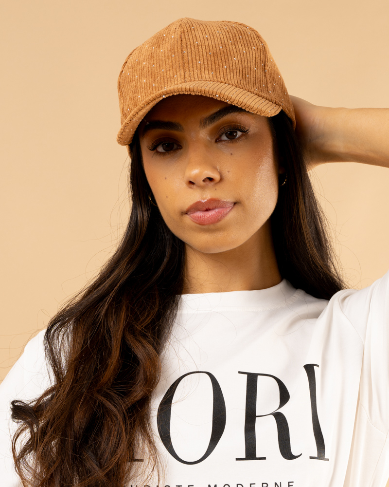 Casquette velours strass