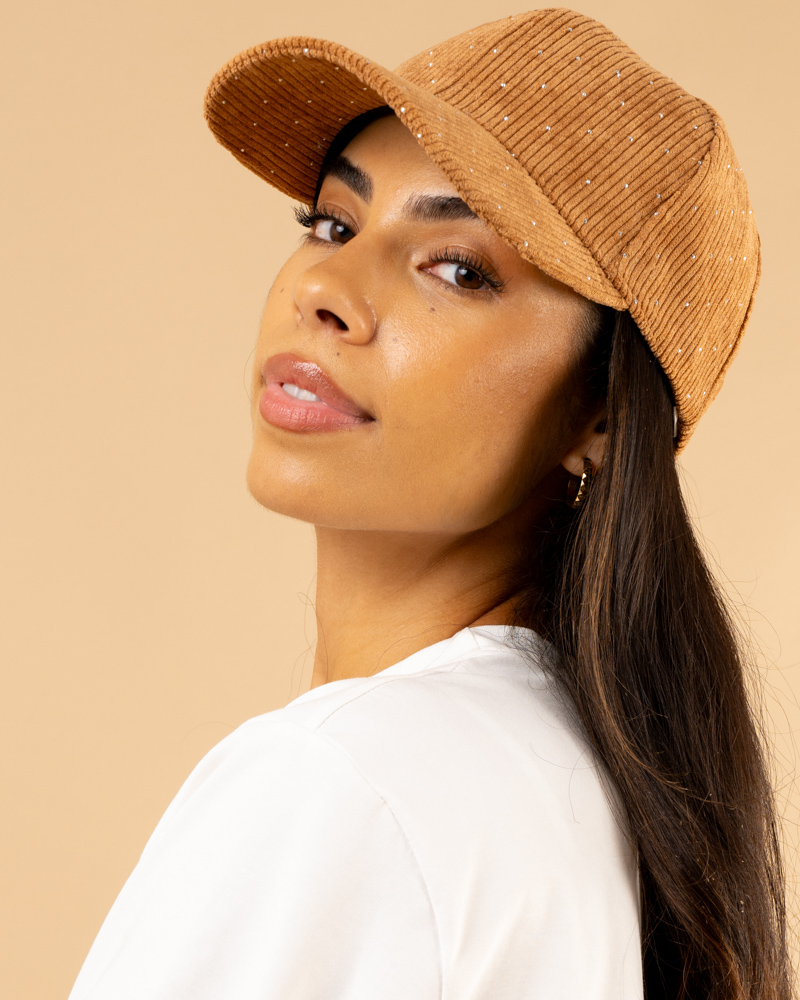 Casquette velours strass