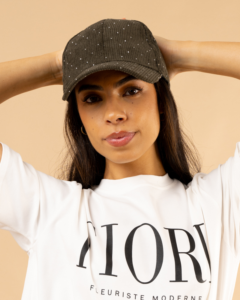 Casquette velours strass