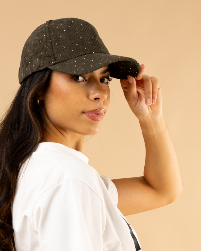 Casquette velours strass