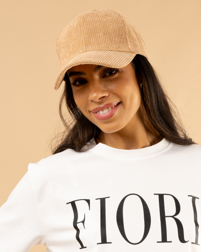 Casquette velours strass