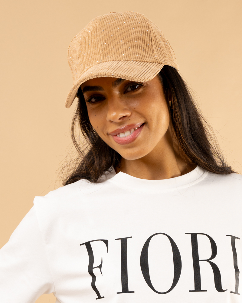 Casquette velours strass