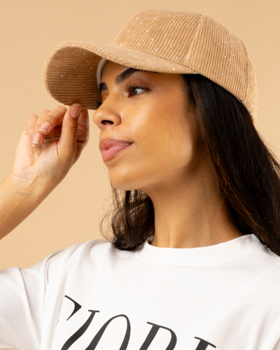 Casquette velours strass