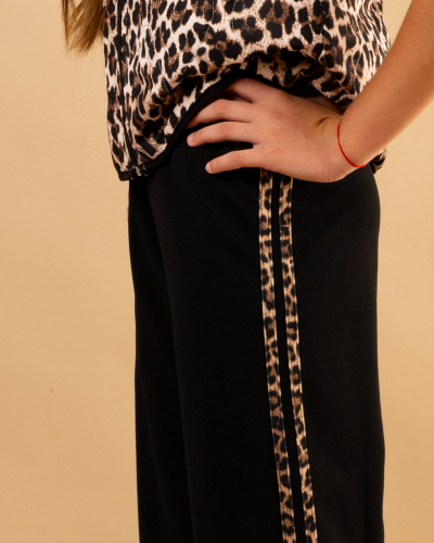 Pantalon bandes léopard