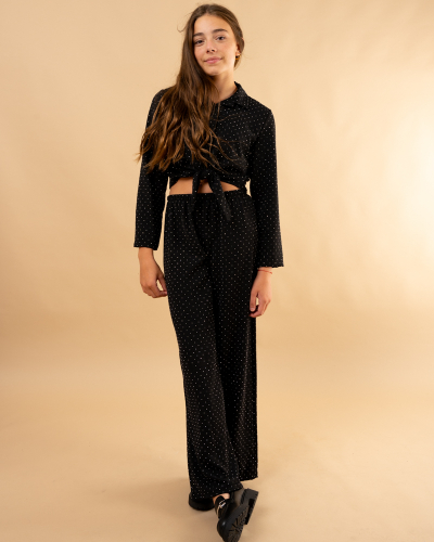 Pantalon large strass