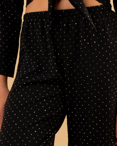 Pantalon large strass