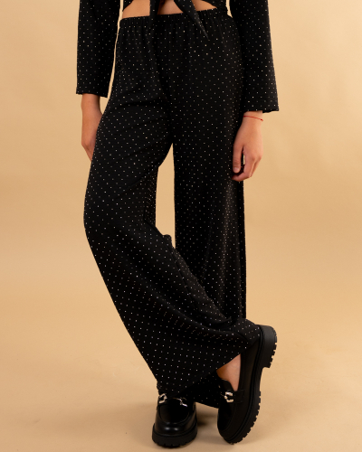 Pantalon large strass
