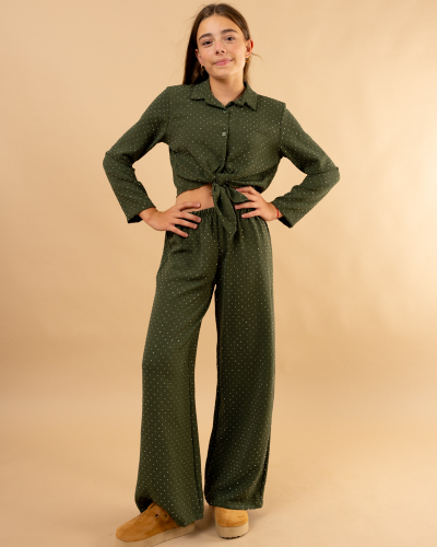 Pantalon large strass