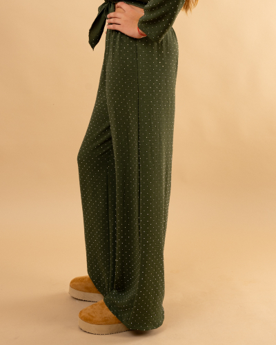 Pantalon large strass