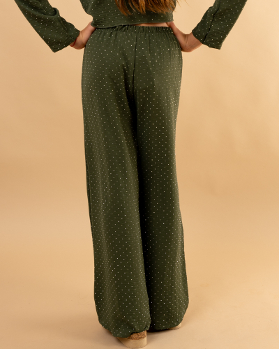 Pantalon large strass