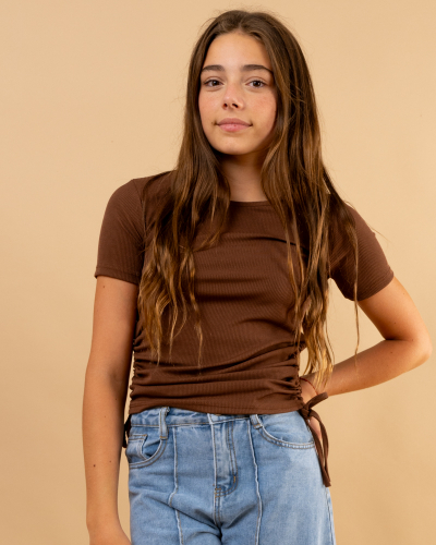 T-shirt lacet manches courtes
