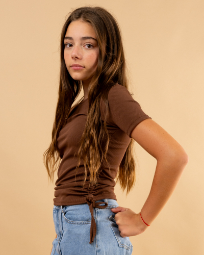 T-shirt lacet manches courtes