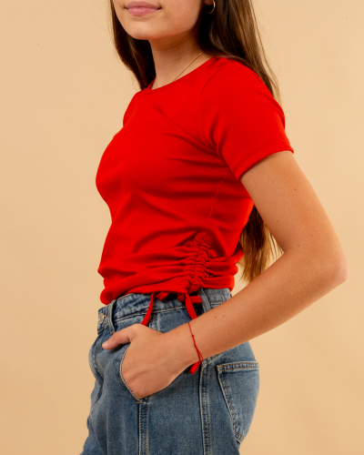 T-shirt lacet manches courtes