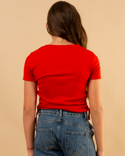 T-shirt lacet manches courtes