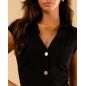 Robe col en v boutons