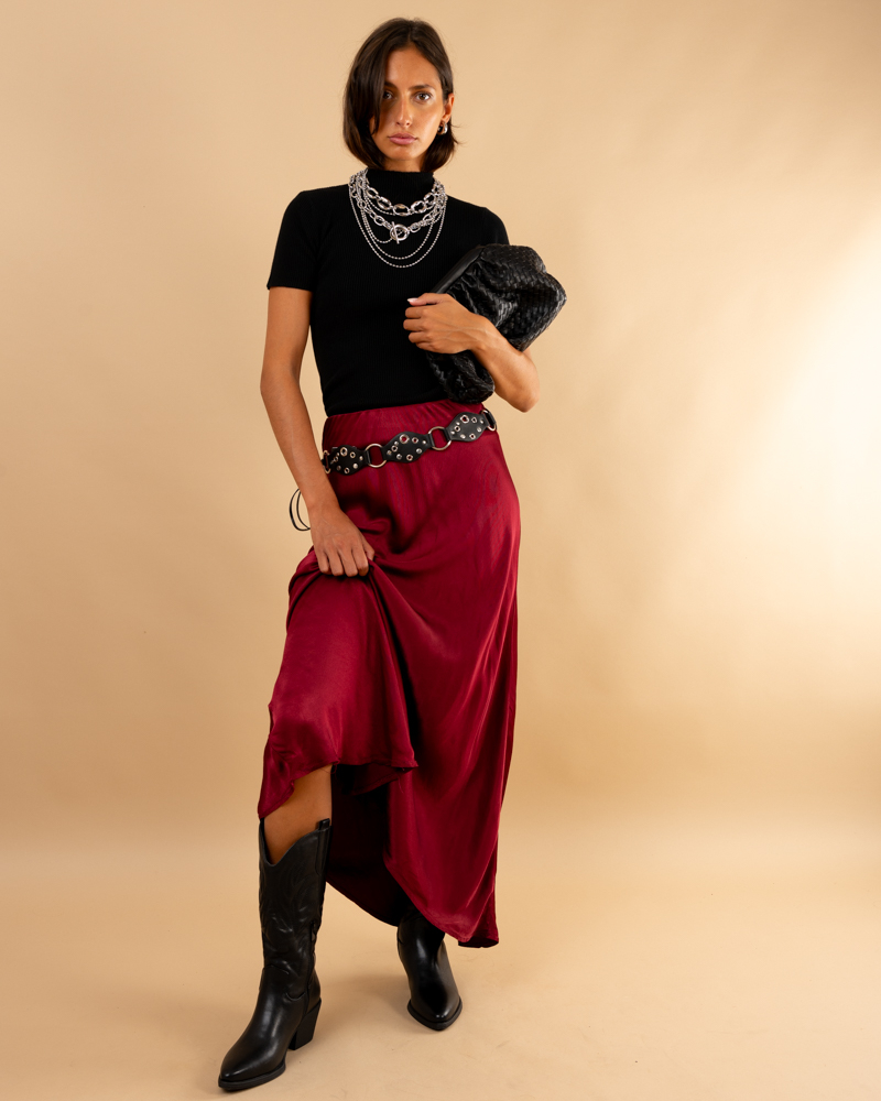 Jupe longue satinée