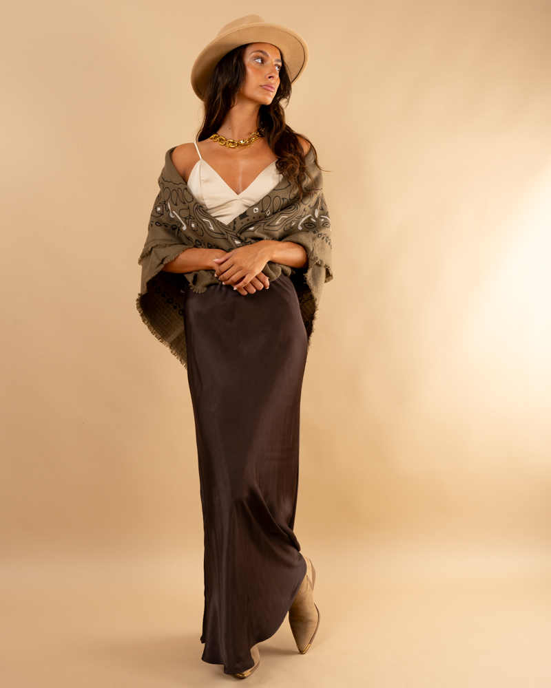 Jupe longue satinée