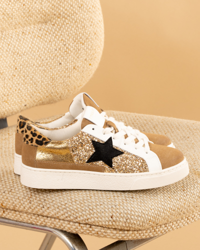 Basket paillettes léopard