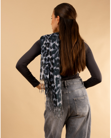 Foulard léopard franges