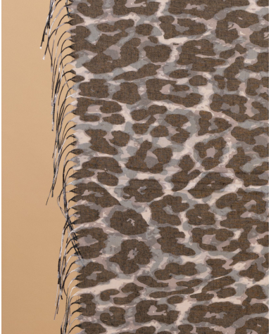 Foulard léopard franges
