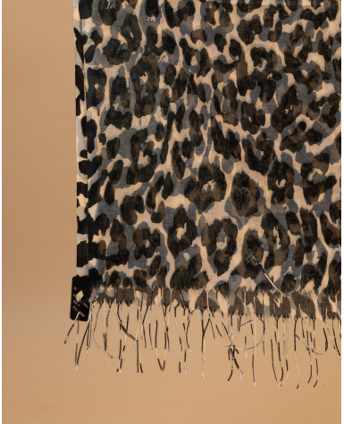 Foulard léopard franges