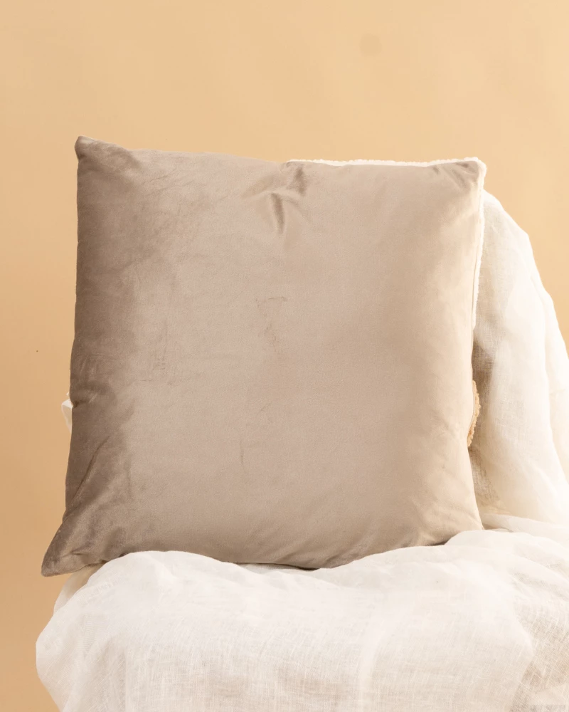 Coussin Déco En Velours chenillé 40x40cm Naturel - Coussin