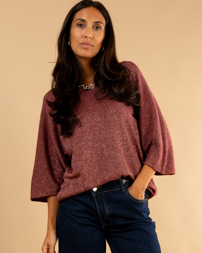 Top maille cœur lurex