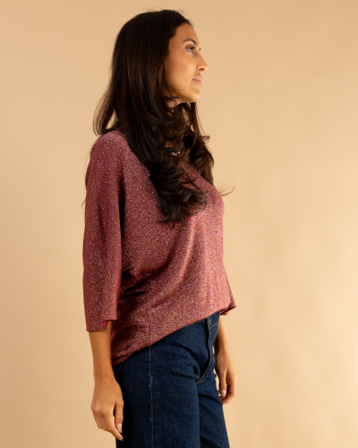 Top maille cœur lurex